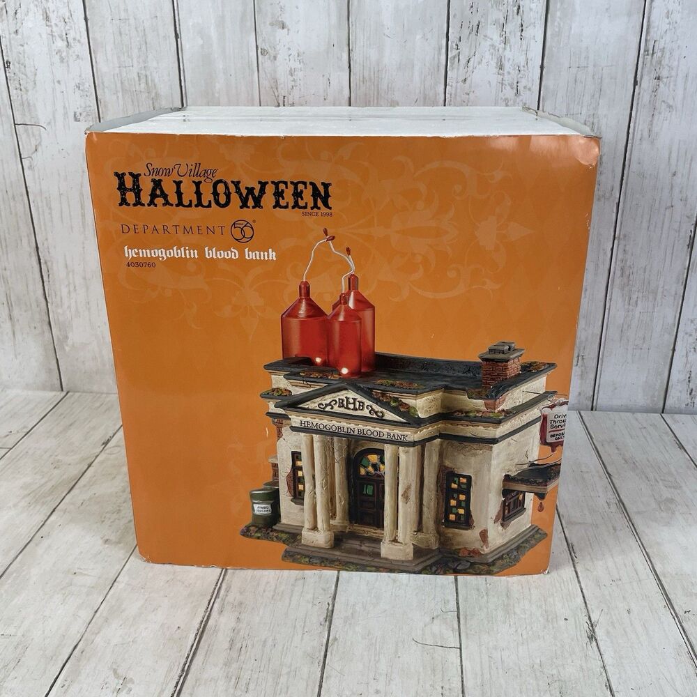 Department 56 Snow Village Halloween Hemogoblin Blood Bank Lit House NEW